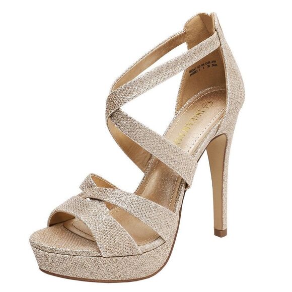 DREAM PAIRS High Heel Platform Sparkly Pump Sandals A10 - Picture 1 of 11